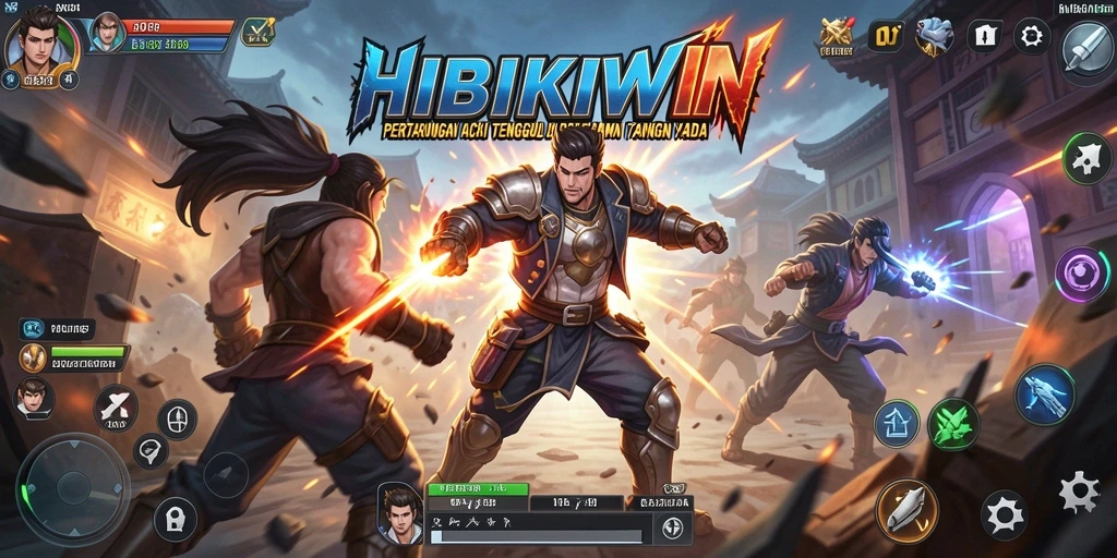 Screenshot HIBIKIWIN menampilkan aksi pertarungan yang mendebarkan.