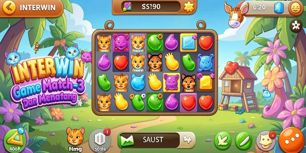 Tampilan gameplay INTERWIN yang menarik saat mencocokkan item.