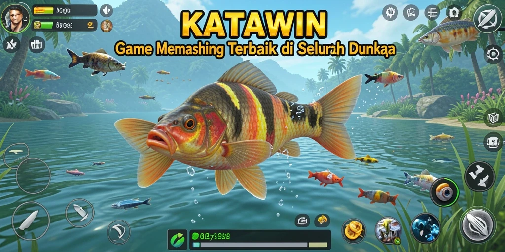 Gameplay KATAWIN menampilkan petualangan memancing yang seru dan menantang.