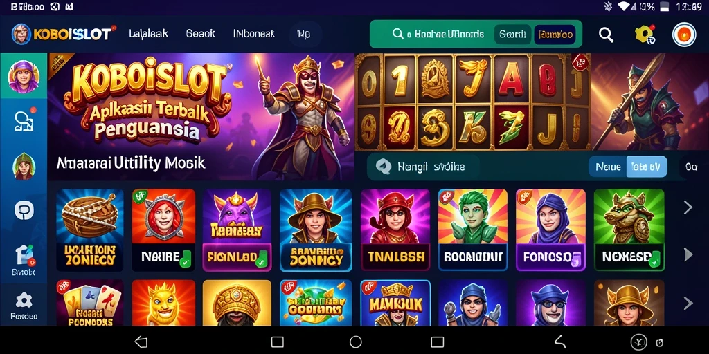 Tampilan utama KOBOISLOT dengan fitur-fitur Utility yang praktis.