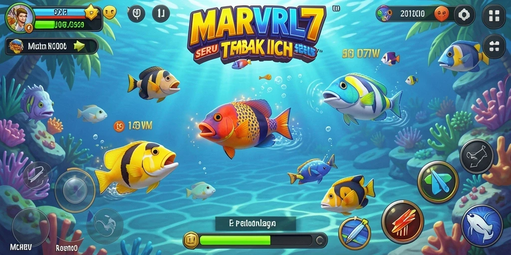 Gameplay seru dalam MARVRL77 dengan aksi Tembak Ikan yang menantang.
